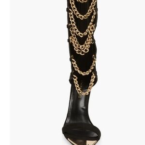 Knee high open toe chain sandals